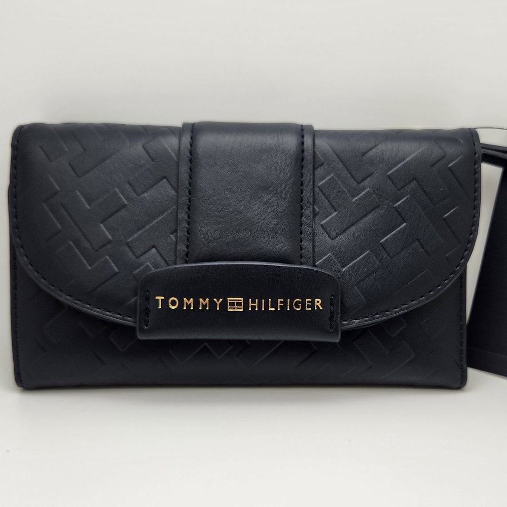 Tommy Hilfiger Genuine Leather Wallet, Navy Blue - New with Tags
